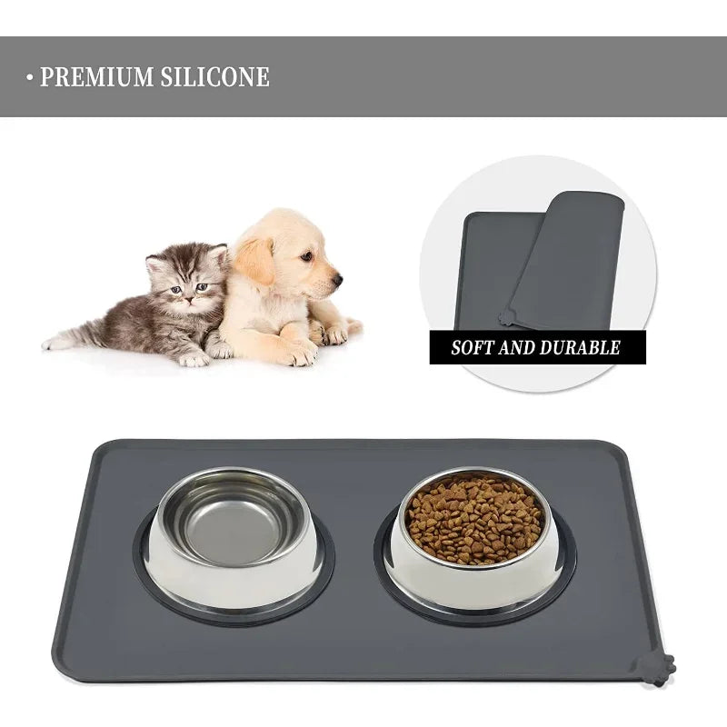 Pet Supplies Silicone Dog or Cat Bowl Mat with High Lips. Non-Stick Waterproof Food and Water Feeding