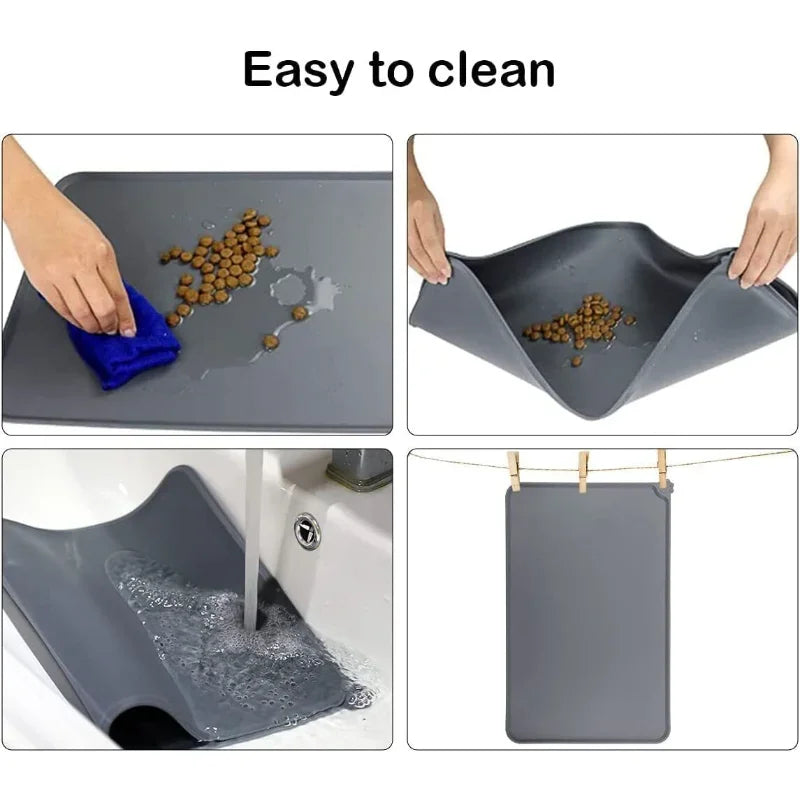 Pet Supplies Silicone Dog or Cat Bowl Mat with High Lips. Non-Stick Waterproof Food and Water Feeding