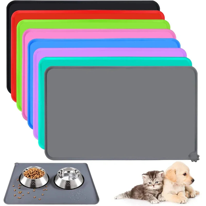 Pet Supplies Silicone Dog or Cat Bowl Mat with High Lips. Non-Stick Waterproof Food and Water Feeding