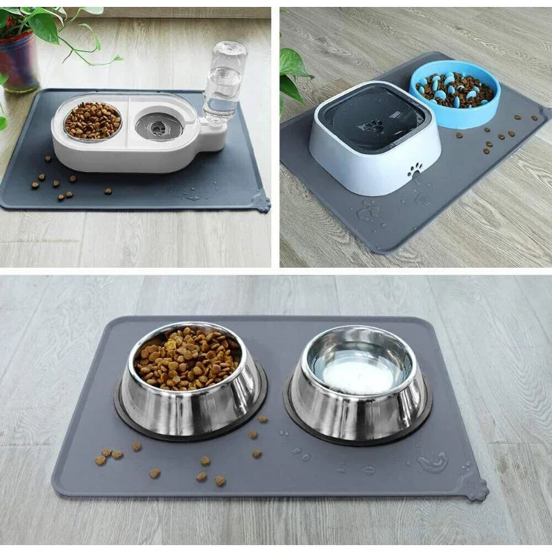 Pet Supplies Silicone Dog or Cat Bowl Mat with High Lips. Non-Stick Waterproof Food and Water Feeding