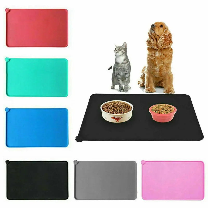 Pet Supplies Silicone Dog or Cat Bowl Mat with High Lips. Non-Stick Waterproof Food and Water Feeding