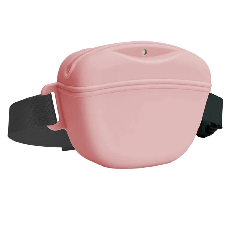 Silicone Dog Treat Bag. Portable Dog Training Waist Bag. Snack Reward Storage Bag with Belt