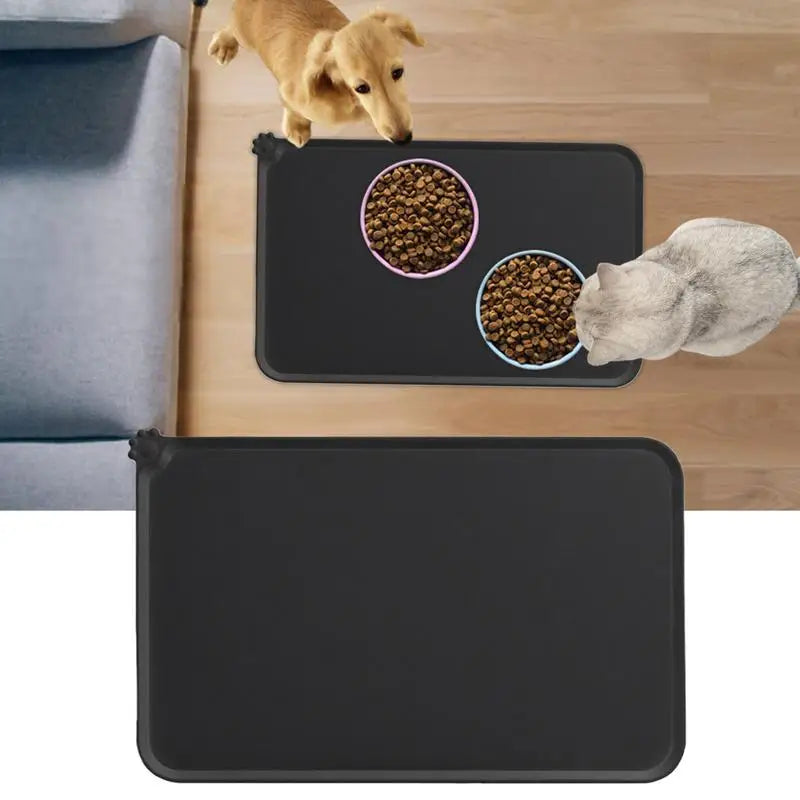 Pet Supplies Silicone Dog or Cat Bowl Mat with High Lips Non-Stick Waterproof Food Feeding Pad