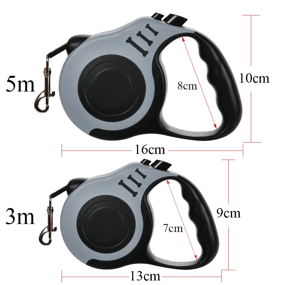 Retractable Dog Lead / Leash 3/5M Nylon Traction Rope. Non-slip Handle