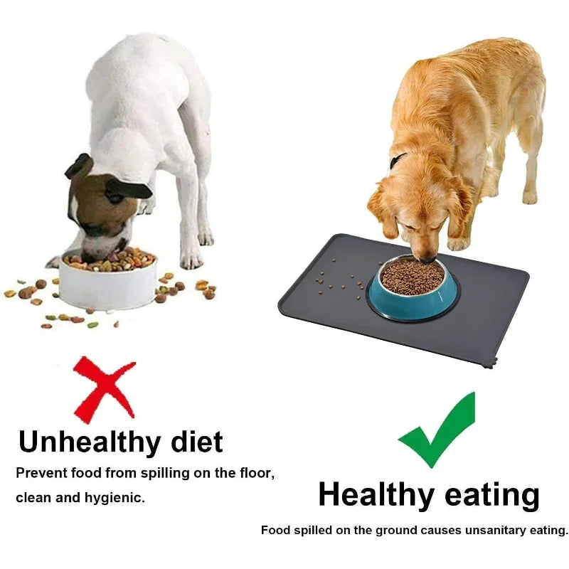 Pet Supplies Silicone Dog or Cat Bowl Mat with High Lips. Non-Stick Waterproof Food and Water Feeding