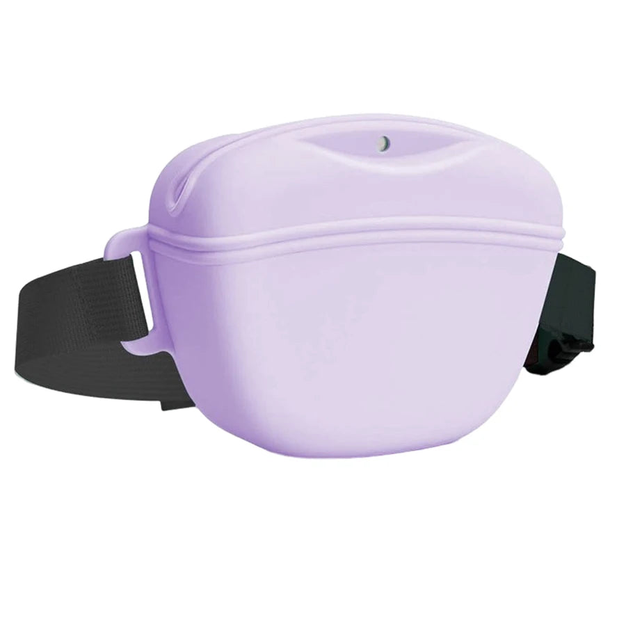 Silicone Dog Treat Bag. Portable Dog Training Waist Bag. Snack Reward Storage Bag with Belt